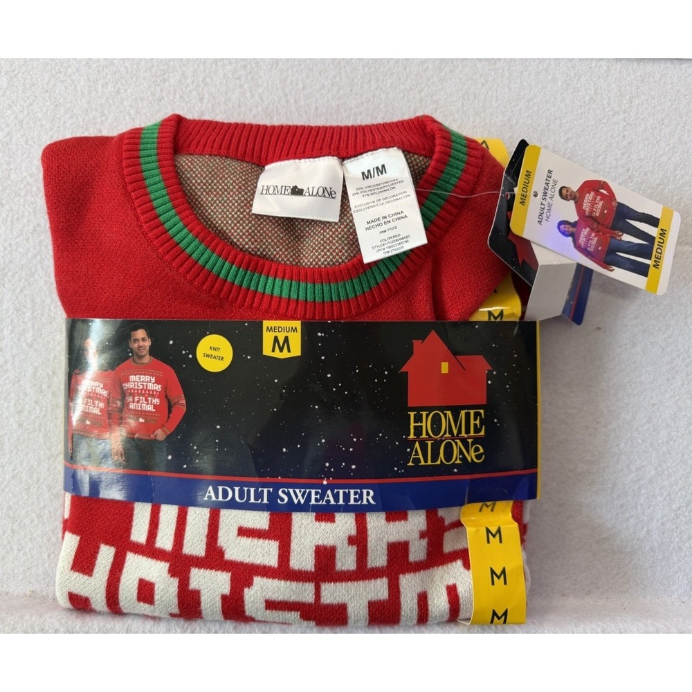HOME ALONE Christmas Sweater Merry Christmas Ya Filthy Animal Holiday MEDIUM NWT